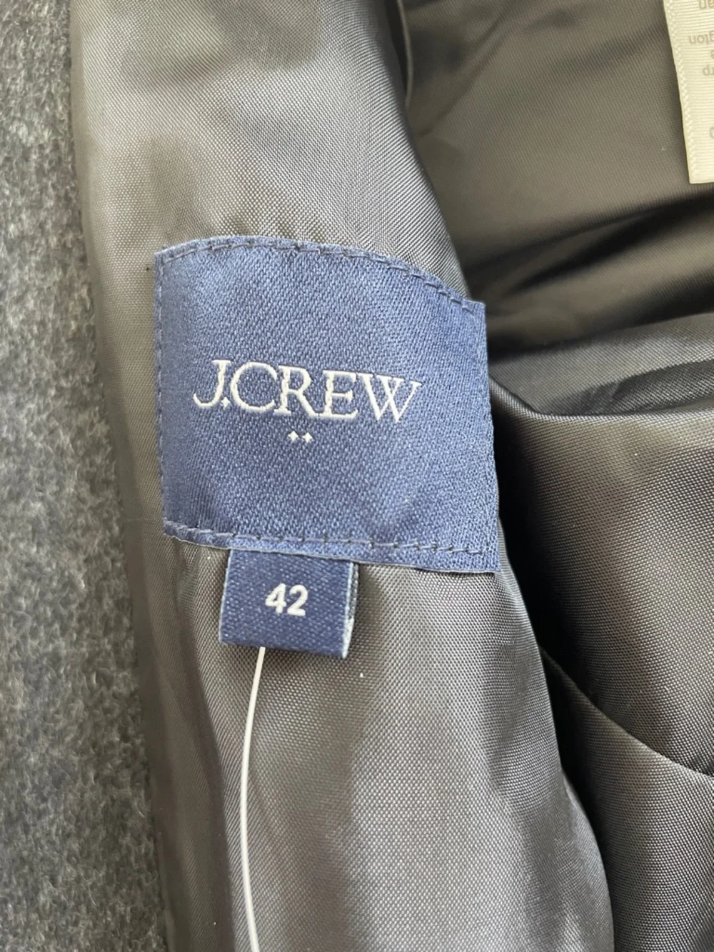 J. Crew Men's Dark Charcoal Gray Wool Blend Topcoat Size 42 NEW $450